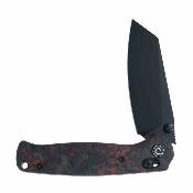 TD024CFRDBK Defcon Artifact - Couteau Pliant Axis Lock Lame Acier 14C28N Sheepfoot Manche FCarbone Rouge 