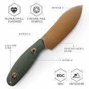 TVJM05GM14 Trivisa Eggplant BM – Couteau Fixe Lame Acier 14C28N Manche Micarta Green Étui Kydex – Livraison Gratuite 