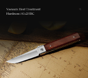 TVYZ04JSZ Trivisa Dolphin-J – Lame Drop Point 14C28N Satinée, Manche Bois, Verrouillage Liner Lock - Livraison Gratuite