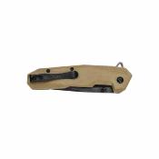 USMA3007TN Couteau pliant USMC | Lame Tanto combo Acier inox | Manche nylon Tan | Ouverture assistée Licence USMC - Livraison Gratuite