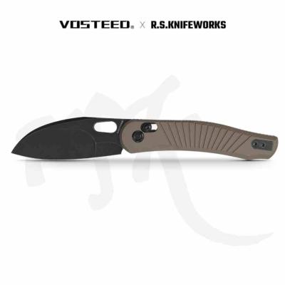 VOSA1003 Couteau Vosteed Morel Lame Acier N690 Sheepsfoot Manche Aluminium Brun Crossbar Lock – Livraison Gratuite
