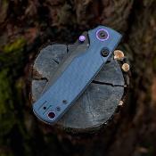 VOSA2627 — Couteau Vosteed Porcupine Lame Acier Sandvik 14C28N Drop Point Stonewash Noir Manche G10 Bleu Top Linerlock - Livraison Gratuite