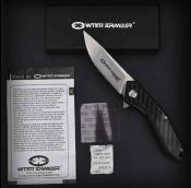 WAR082CFG Couteau pliant WithArmour Gent | Framelock Lame Acier D2 Manche G10 noir + FCarbone Clip de poche - Livraison Gratuite