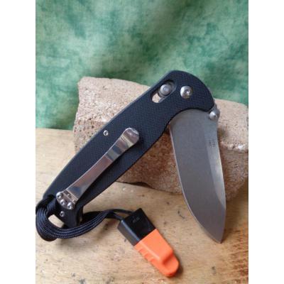 Couteau Ganzo Outdoor Lame Acier 440C Stonewash Manche G-10 Axis Lock Sifflet Détresse G7412BKWS - Free Shipping