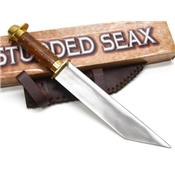 Couteau De Viking Seax Lame Acier Inox Manche Bois Etui Cuir PA3341 - Free Shipping