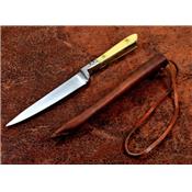 PA3410BO Lot de 3 Couteau Medieval Acier Inox Manche Os Etui Cuir - Livraison Gratuite