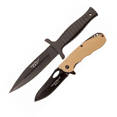 SWP1085963 Set 2 Couteaux Smith&Wesson On Duty and Off Combo 2 pcs : 1 Fixe & 1 Pliant - Livraison Gratuite