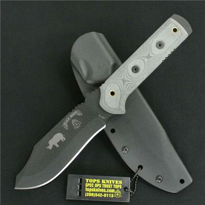 Couteau De Survie Tops Black Rhino Lame Carbone 1095 Manche Micarta Tops Knives Made In USA TP101 - Free Shipping