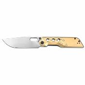 ATZ1878PBR ArtisanCutlery Beest AR-RPM9 – Couteau Lame Acier AR-RPM9 Drop Point Stonewashed – Manche Laiton Usiné – Livraison Gratuite