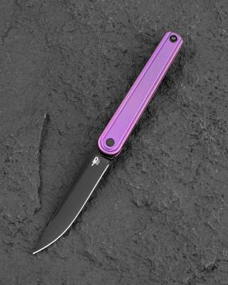 BTKT2502C Bestech Ink Purple | Lame Drop Point Acier MagnaCut Black PVD | Manche Purple Titanium Frame Lock - Livraison Gratuite