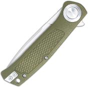 CBTSCTGRVOD — Couteau Cobratec Knives EDC Scout Button Lock Lame Acier VG-10 Drop Point Satinée Manche Grivory Vert OD Livraison Gratuite