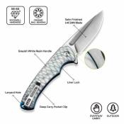 CIVC240402  CIVIVI Voidflare | Couteau Lame Drop Point Acier 14C28N Satin | Manche Greyish White Resin Linerlock - Livraison Gratuite