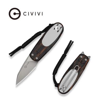 CIVC250545 — Couteau CIVIVI Purr Lame Acier Nitro-V Reverse Tanto Stonewashed Manche Plaquettes G10 Orange, Noir et Blanc Double Detent Slip Joint - Livraison Gratuite