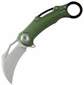 DTK4221AGR Dreamtech Karambit – Couteau Lame Acier 14C28N Hawkbill Button Lock Manche Aluminium Green – Livraison Gratuite