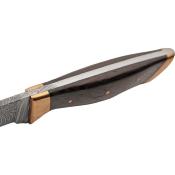 DM1430 Couteau Skinner | Lame Acier damas Drop Point | Manche Plaquettes Wenge Wood Copper | Housse Cuir | Livraison Gratuite