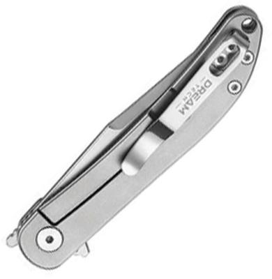 DTK4366G — Couteau Dreamtech Framelock Lame Acier VG-10 Clip Point Satiné Manche Titane Gris - Livraison GratuiteFrançais