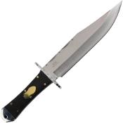 ER1001 Couteau Fixe Elk Ridge Bowie 1001 Lame Acier 3Cr13 Manche Bois Noir Étui Cuir - Livraison Gratuite