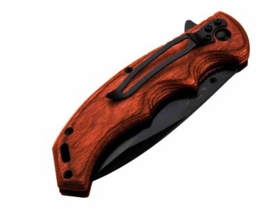 ERA004BW Elk Ridge – Couteau O/A Liner Lock Lame Acier 3Cr13 Blackwash Manche Wood et Bolster Black - Livraison Gratuite