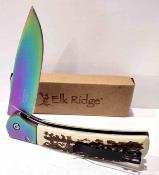  ERA2022RB Elk Ridge A/O | Lame Acier 3Cr13MoV Spectrum | Manche Imitation Bois de Cerf | Liner Lock - Livraison Gratuite