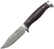 ERFIX117DM Couteau Fixe Elk Ridge Lame en Acier Damas Manche en Bois Brun Étui en Cuir - Livraison Gratuite