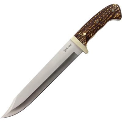 ERFIX134 Couteau Fixe Elk Ridge Bowie FIX134 Lame Acier 3Cr13 Manche Synthétique Brun Étui Cuir - Livraison Gratuite