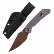 G3034A5 Kansept Fenrir | Couteau Lame Harpon Acier D2 Rose Gold | Manche Purple Micarta Housse Kydex - Livraison Gratuite 