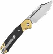 J1942SJBREB CJRB Pyrite Slipjoint - Couteau Pliant | Lame Bowie Acier AR-RPM9 Stonewash | Manche Bois + Laiton - Livraison Gratuite