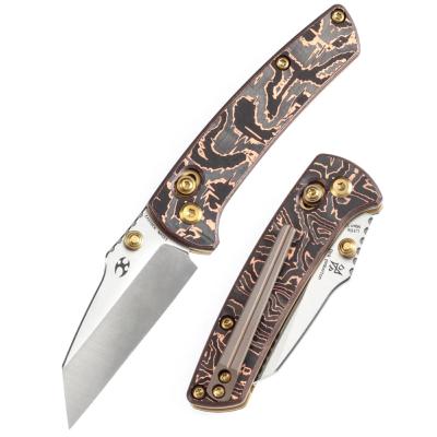 K2015V2 Couteau Kansept Little Main Street Wharncliffe Lame Acier S35VN Manche FCarbone/Cuivre Crossbar Lock - Livraison Gratuite