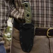 KI1105A4 Kizer Sheepdog Survival – Couteau lame fixe Acier 1095 Black Manche Green Micarta Housse kydex - Livraison Gratuite  