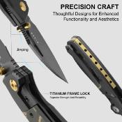 KI3746A2 Kizer Shrike – Couteau pliant Frame Lock Lame Acier CPM S45VN Satin Manche Titanium & Fat Carbon Camo Gold - Livraison Gratuite