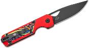 KIV3634SA2 Couteau Kizer Mini Militaw G10 Rouge & Arc-en-Ciel Lame Acier Nitro-V - Livraison Gratuite