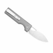KIV3708A1 Couteau Kizer Little Ringbo | Lame Drop Point Acier AEB-L Satin | Manche Grey Aluminum Button Liner Lock - Livraison Gratuite