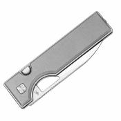 KIV3708A1 Couteau Kizer Little Ringbo | Lame Drop Point Acier AEB-L Satin | Manche Grey Aluminum Button Liner Lock - Livraison Gratuite