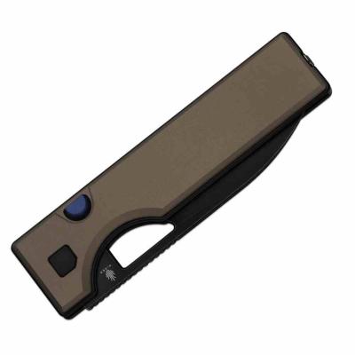 KIV3708A2 Couteau Kizer Little Ringbo | Lame Drop Point Acier AEB-L Black | Manche Brown Aluminum Button Liner Lock - Livraison Gratuite
