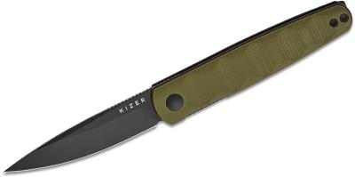 KIV3722A2 Couteau KIZER Bamboo Lame Drop Point Acier Nitro-V Manche G10 Green - Livraison Gratuite