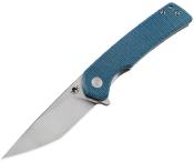 KKNJ147SBLT Couteau Pliant Klaken Virex Pro Tanto Lame Acier 14C28N Manche Micarta Bleu Linerlock Flipper - Livraison Gratuite