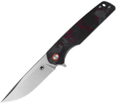 KKNJ354RD Couteau Pliant Klaken Warpath Lame Acier D2 Manche Fibre de Carbone Noire et Rouge Linerlock - Livraison Gratuite