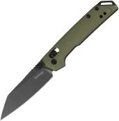 KS2051ROLBW — Couteau Kershaw Mini Iridium Dura Lock Olive Lame Acier D2 BlackWash Reverse Tanto Manche Aluminium Vert Olive Livraison Gratuite