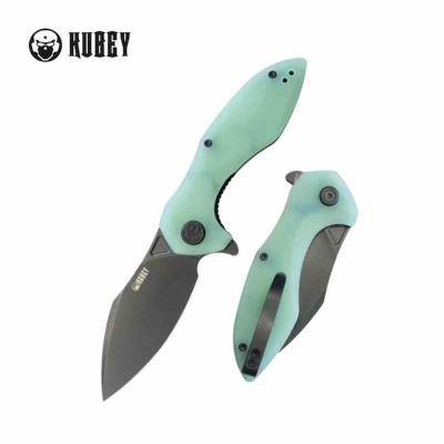 KU236Q Kubey Noble – Couteau pliant Liner Lock Lame Acier 14C28N Blackwash Manche Jade G10 - Livraison Gratuite