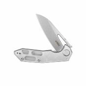 KUB122A1 — Couteau Kubey Coeus Lame Acier 14C28N Spear Point Beadblast Manche Polycarbonate Translucide Liner Locking Flipper - Livraison Gratuite