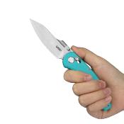 KUB422C Couteau Pliant Kubey Minor Lame Acier San Mai M2 (HRC 60-62) Manche G10 Tiffany Blue Crossbar Lock - Livraison Gratuite