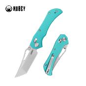 KUB433C Couteau KUBEY Tantorian Lame Acier 14C28N Satin Manche G10 Bleu Tiffany Crossbar Lock - Livraison Gratuite