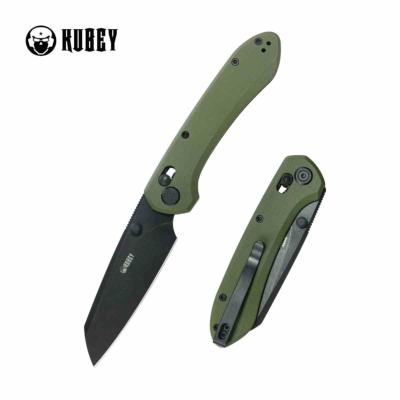 KUB446E Kubey Bonza Lame Acier 14C28N Satin Manche G10 OD Green Crossbar Lock - Livraison Gratuite