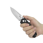 KUB465A Couteau Kubey Freki | Lame Acier 14C28N Satin Drop Point | Manche G10 Black | Crossbar Lock | Livraison Gratuite