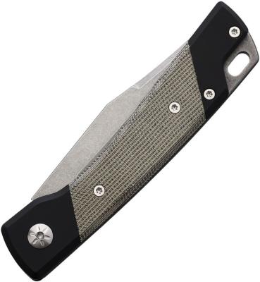 MER9LUCCVC — Couteau Mercury LUC Lame Acier Elmax Clip Point Stonewash Manche Aluminium Noir et Micarta Vert Slip Joint - Livraison Gratuite