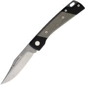 MER9LUCCVC — Couteau Mercury LUC Lame Acier Elmax Clip Point Stonewash Manche Aluminium Noir et Micarta Vert Slip Joint - Livraison Gratuite