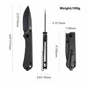 NUKS131008 Couteau NUKNIVES Kumpanter Lame Acier D2 Manche G10 noir Liner Lock Ball Bearing - Livraison Gratuite