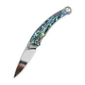 QS161D Couteau QSP Dolphin Clip Point Lame Acier 14C28N Manche Abalone Liner Lock Bearing  - Livraison Gratuite