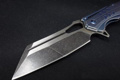 RR2145 Couteau Rough Ryder Pliant Tanto Lame Inox Manche Acier Bleu Stonewash Clip - Livraison Gratuite
