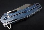 RR2145 Couteau Rough Ryder Pliant Tanto Lame Inox Manche Acier Bleu Stonewash Clip - Livraison Gratuite